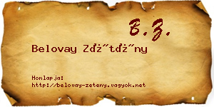 Belovay Zétény névjegykártya